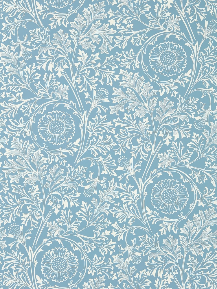 Morris & Co China Blue Chamomile Unfinished Works 10M Wallpaper - Image 2 of 2 Morris & Co China Blue Chamomile Unfinished Works 10M Wallpaper - Image 2 of 2