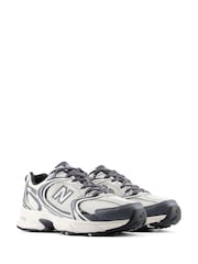 New Balance White/Slate Grey 530 Trainers - Image 4 of 10