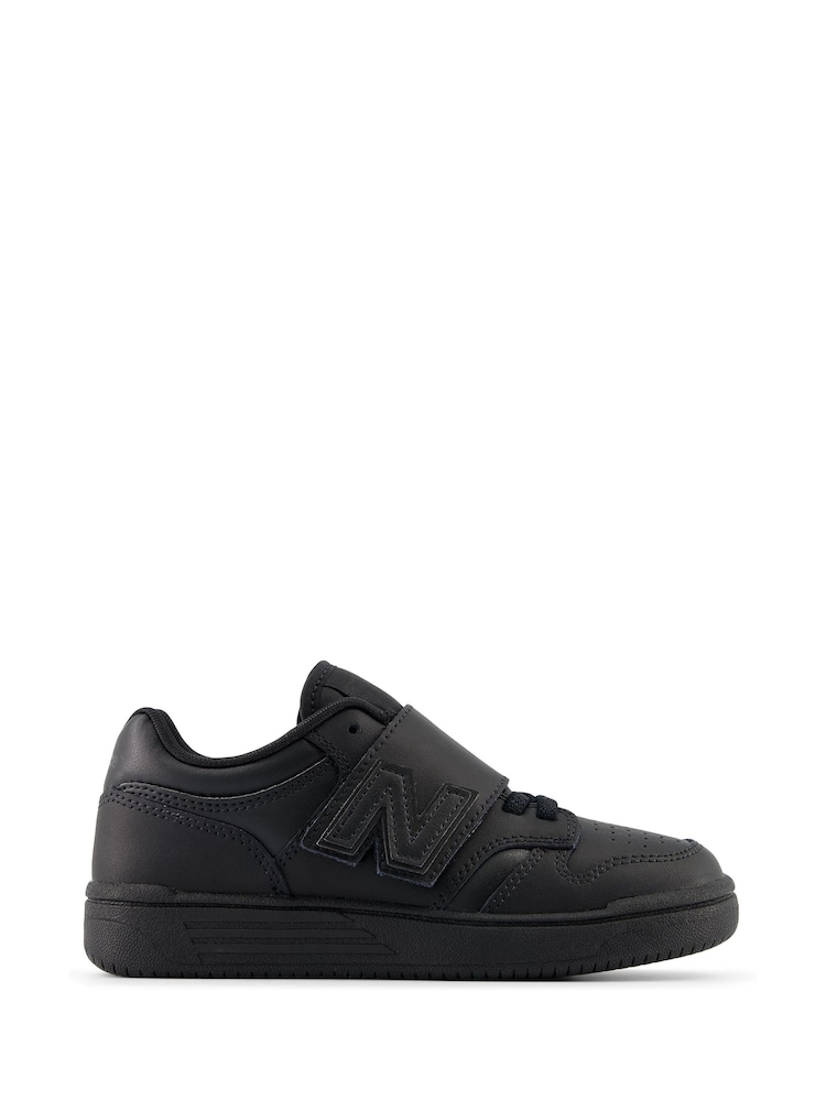 New Balance Black 480 Kids Bungee Lace Trainers With Top Strap - Image 1 of 6