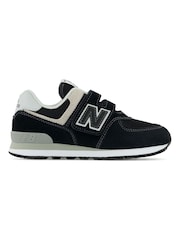 New Balance Black/Grey 574 Hook and Loop Junior Trainers - Image 1 of 5