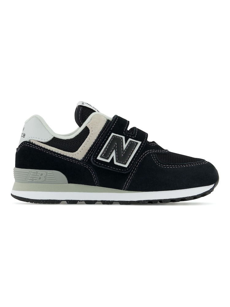 New Balance Black/Grey 574 Hook and Loop Junior Trainers - Image 1 of 5 New Balance Black/Grey 574 Hook and Loop Junior Trainers - Image 1 of 5