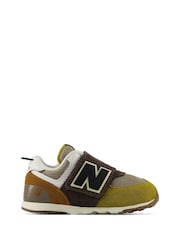 New Balance Mustard Yellow 574 Infants Hook & Loop Trainers - Image 3 of 10