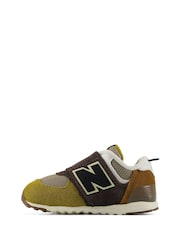 New Balance Mustard Yellow 574 Infants Hook & Loop Trainers - Image 4 of 10
