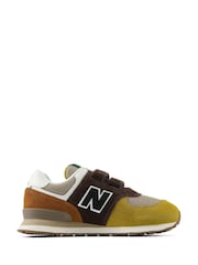 New Balance Mustard Yellow 574 Kids Hook & Loop Trainers - Image 2 of 10