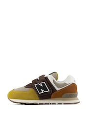 New Balance Mustard Yellow 574 Kids Hook & Loop Trainers - Image 3 of 10
