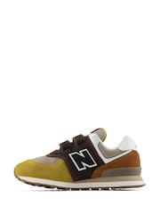 New Balance Mustard Yellow 574 Kids Hook & Loop Trainers - Image 4 of 10