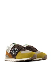 New Balance Mustard Yellow 574 Kids Hook & Loop Trainers - Image 7 of 10
