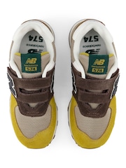 New Balance Mustard Yellow 574 Kids Hook & Loop Trainers - Image 9 of 10