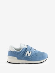 New Balance Light Blue 574 Hook and Loop Junior Trainers - Image 1 of 1