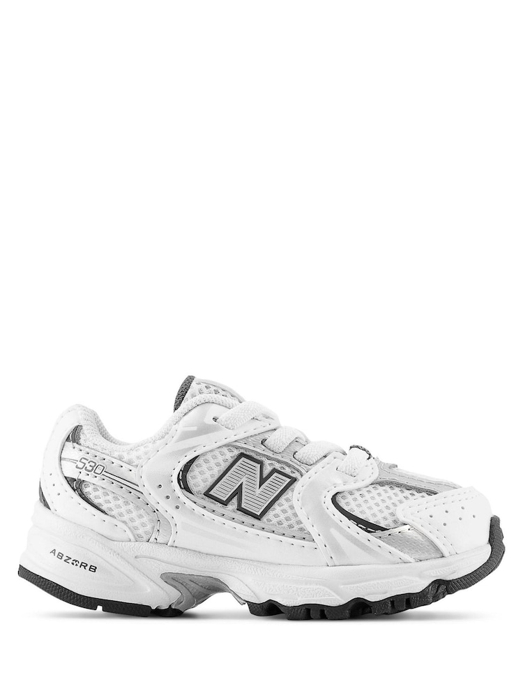 New Balance White/Silver 530 Bungee Lace Infant Trainers - Image 1 of 4