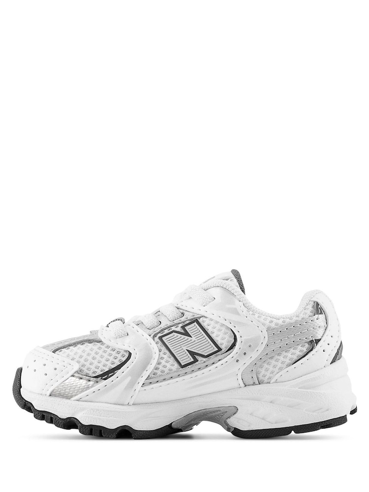 New Balance White/Silver 530 Bungee Lace Infant Trainers - Image 2 of 4
