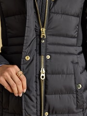 Joules Windborough Black Showerproof Longline Padded Coat with Hood - Image 4 of 10