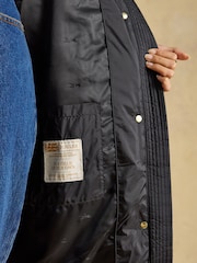 Joules Windborough Black Showerproof Longline Padded Coat with Hood - Image 8 of 10
