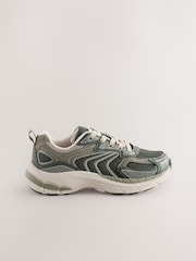 Khaki Green Standard Fit (F) Elastic Lace Trainers - Image 2 of 5