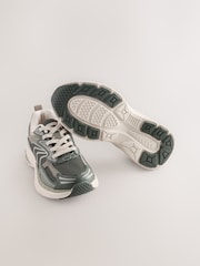 Khaki Green Standard Fit (F) Elastic Lace Trainers - Image 3 of 5