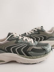 Khaki Green Standard Fit (F) Elastic Lace Trainers - Image 4 of 5