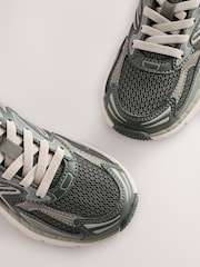 Khaki Green Standard Fit (F) Elastic Lace Trainers - Image 6 of 6