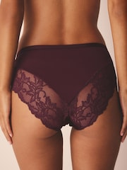 Plum/Tan Brown High Leg Lace Knickers 2 Pack - Image 4 of 9