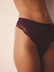 Plum/Tan Brown High Leg Lace Knickers 2 Pack - Image 5 of 9