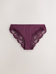 Plum/Tan Brown High Leg Lace Knickers 2 Pack - Image 6 of 9