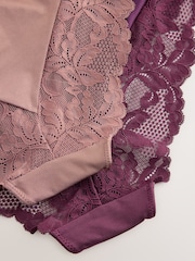 Plum/Tan Brown High Leg Lace Knickers 2 Pack - Image 9 of 9