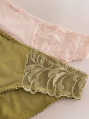 Green/Ecru Embroidered Knickers 2 Pack - Image 9 of 9