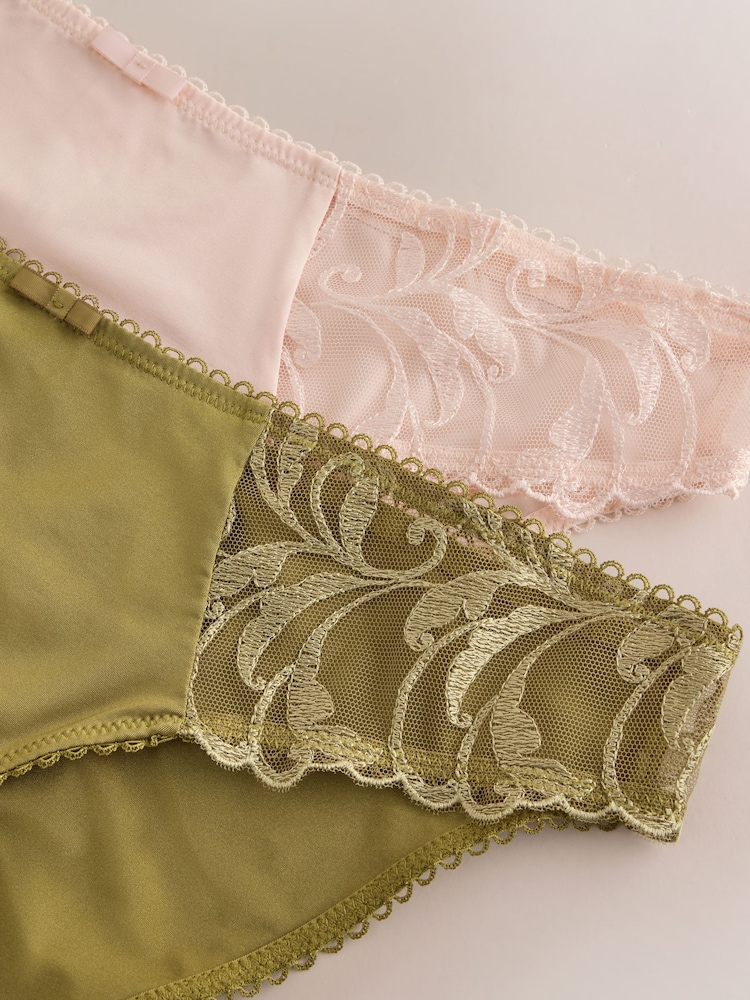 Green/Ecru Embroidered Knickers 2 Pack - Image 9 of 9