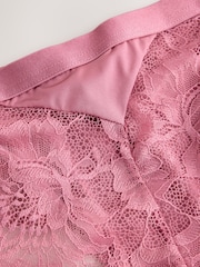 Plum/Mocha/Pink High Leg Lace Knickers 3 Pack - Image 10 of 10