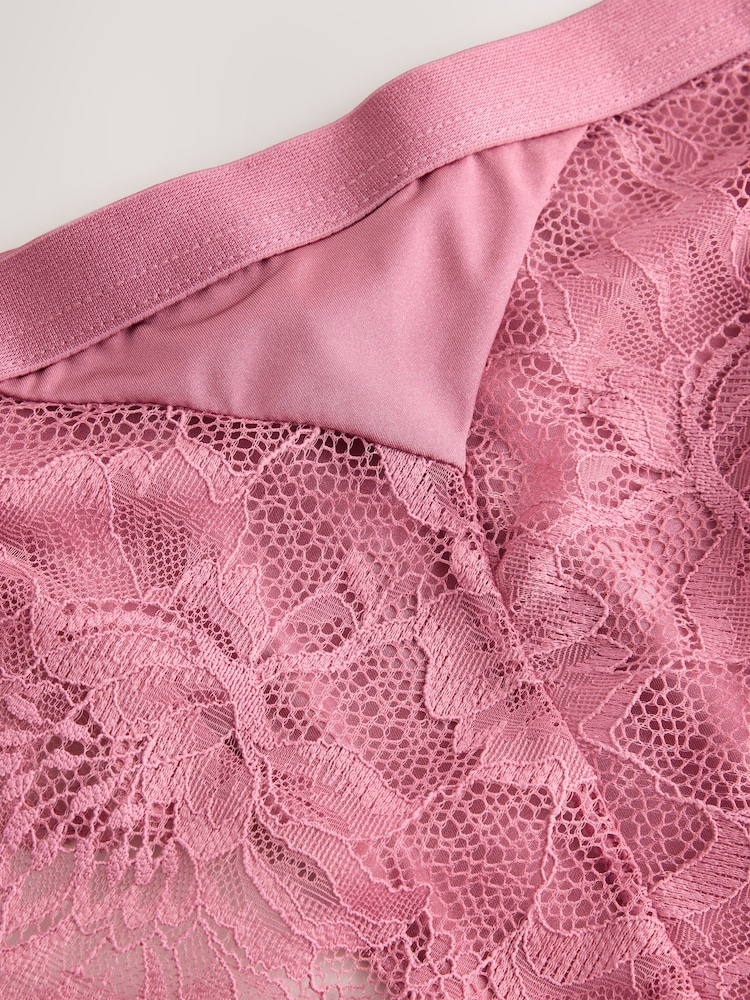 Plum/Mocha/Pink High Leg Lace Knickers 3 Pack - Image 10 of 10 Plum/Mocha/Pink High Leg Lace Knickers 3 Pack - Image 10 of 10
