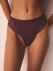 Plum/Mocha/Pink High Leg Lace Knickers 3 Pack - Image 3 of 10
