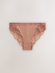 Plum/Mocha/Pink High Leg Lace Knickers 3 Pack - Image 6 of 10