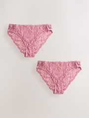 Pink High Leg Ultimate Comfort Lace Knickers 2 Pack - Image 1 of 8