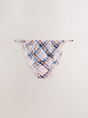Printed Check Tanga Mesh Knickers - Image 4 of 6