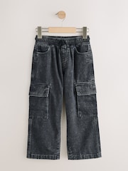Dark Grey Denim Wide Fit Pull On Cargo Trousers (3-16yrs) - Image 5 of 8