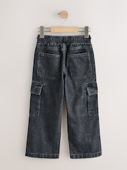 Dark Grey Denim Wide Fit Pull On Cargo Trousers (3-16yrs) - Image 6 of 8