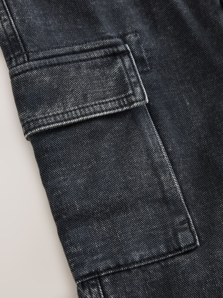 Dark Grey Denim Wide Fit Pull On Cargo Trousers (3-16yrs) - Image 8 of 8