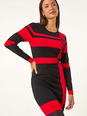 Roman Red Colourblock Knit Dress - Image 1 of 5
