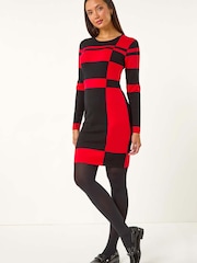 Roman Red Colourblock Knit Dress - Image 4 of 5