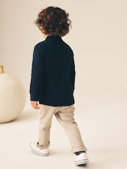 Navy Long Sleeve Christmas Embroidered Polo Shirt (3mths-7yrs) - Image 3 of 4
