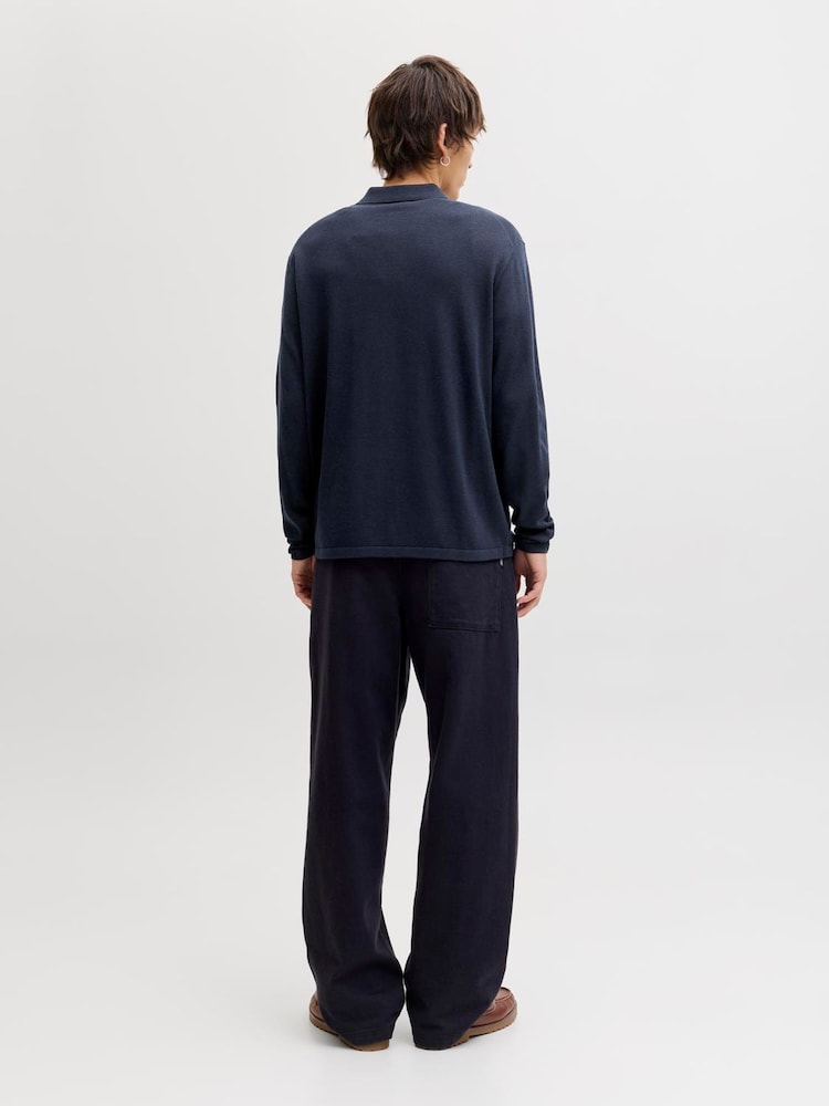 JACK & JONES Blue Knitted Polo Shirt - Image 2 of 7 JACK & JONES Blue Knitted Polo Shirt - Image 2 of 7