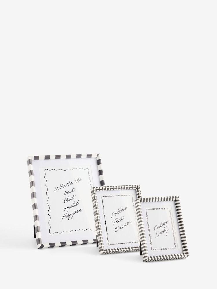 Set of 3 Monochrome Stripe Pattern Photo Frames - Image 4 of 4 Set of 3 Monochrome Stripe Pattern Photo Frames - Image 4 of 4