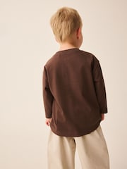 Brown I'm So Lucky Four Leaf Clover Long Sleeve Small Graphic Printed T-Shirt (3mths-7yrs) - Image 3 of 4