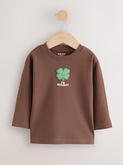 Καφέ I'm So Lucky Four Leaf Clover - Μπλουζάκι με Μακρύ μανίκι και μικρά γραφικά (3μήνες-7έτη) - Εικόνα 5 από 8