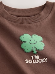 Καφέ I'm So Lucky Four Leaf Clover - Μπλουζάκι με Μακρύ μανίκι και μικρά γραφικά (3μήνες-7έτη) - Εικόνα 7 από 8