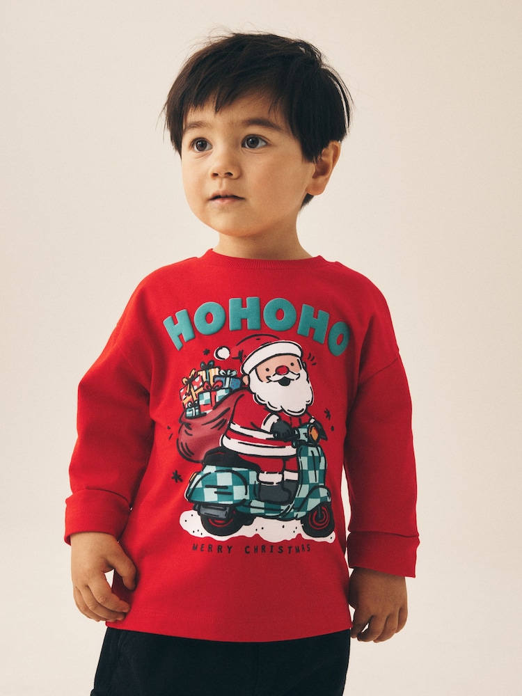 Red Santa Moped - Landarmshirt mit weihnachtlichem Design (3 M.–7 J.) - Bild 1 von 8 Red Santa Moped - Landarmshirt mit weihnachtlichem Design (3 M.–7 J.) - Bild 1 von 8