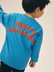 Blue Santa & Rudolph Long Sleeve Christmas T-Shirt (3mths-7yrs) - Image 3 of 3