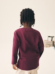 Berry Red All over Embroidered Long Sleeve Christmas T-Shirt (3mths-7yrs) - Image 4 of 8