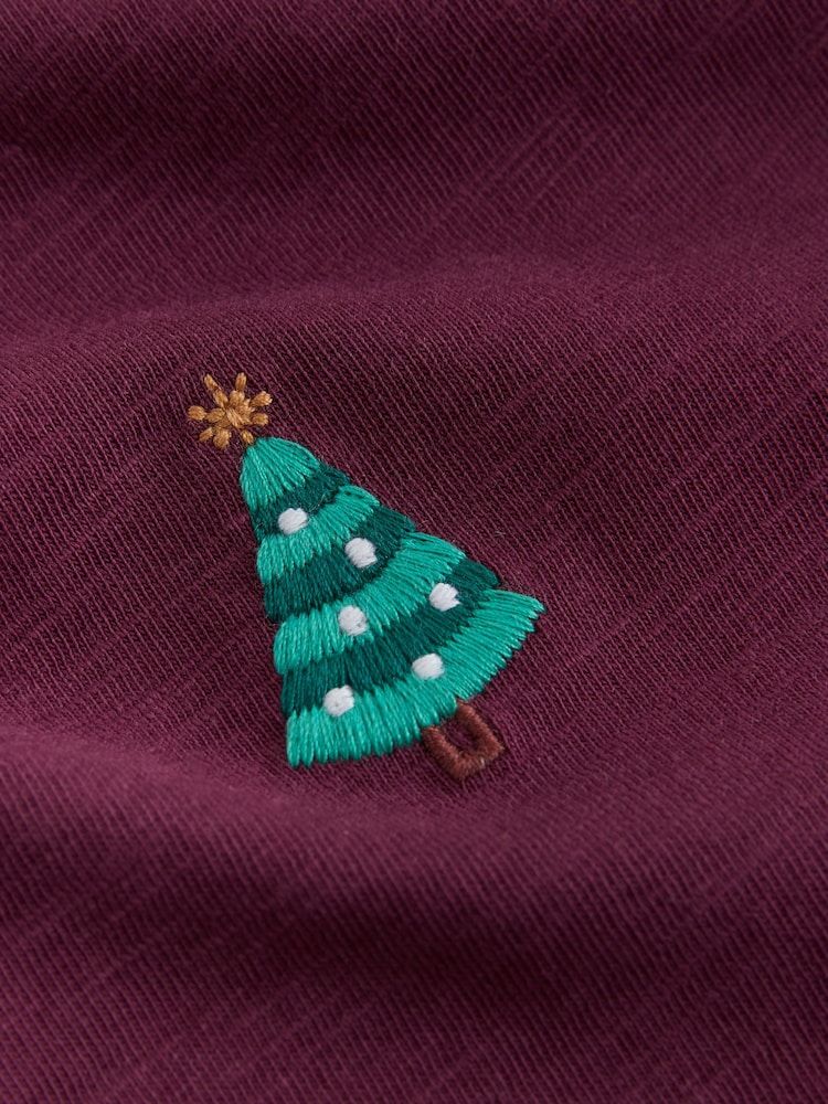 Berry Red All over Embroidered Long Sleeve Christmas T-Shirt (3mths-7yrs) - Image 8 of 8 Berry Red All over Embroidered Long Sleeve Christmas T-Shirt (3mths-7yrs) - Image 8 of 8