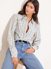 ライトブルー - Lipsy チェック スリムフィット シャツ - 画像 1 / 5