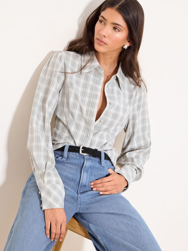 ライトブルー - Lipsy チェック スリムフィット シャツ - 画像 1 / 5